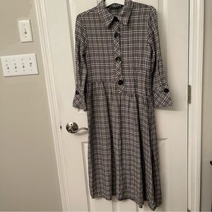 Zara Basic Fall Prairie Plaid Collar Button Dress Women’s XS Extra Small